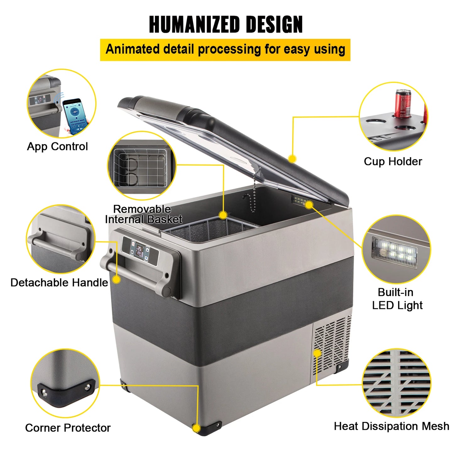 SucceBuy 20L 22L 35L 45L 55L Car Refrigerator Mini Fridge Freezer Portable Compressor Cooler 12/24V DC 110-240V Ice Box
