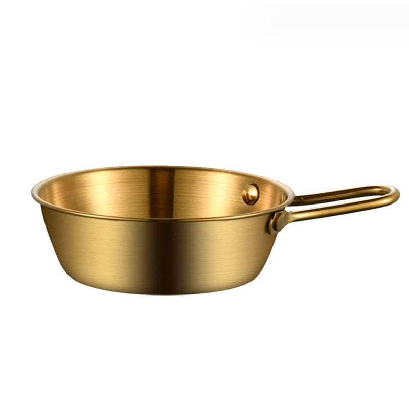 Round Rice Wine Bowl with Handle Stainless Steel Household Food Sauce Bowls Cups Tableware Dinnerware Kitchen Utensils