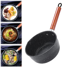 Non-Stick Sauce Pan Cooking Pot with Pour Spout Soup Pot Wooden Handle Stick Proof Sauce Pan 14cm for Induction Cooker Gas Stove