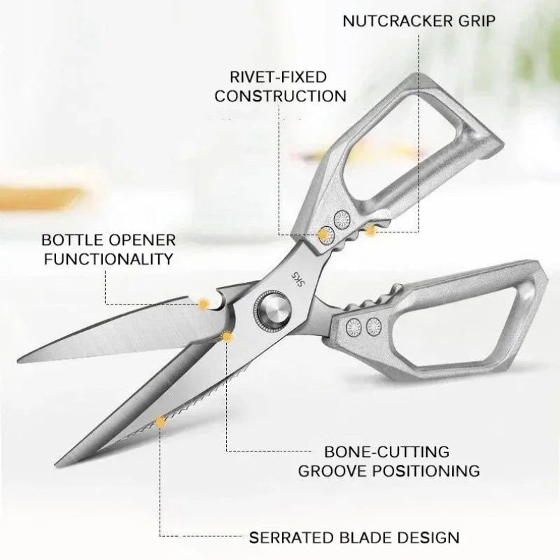 WXCOO Japanese Household Kitchen Scissors SK5 Stainless Steel Multi-Purpose Shears Specialized Heavy-Duty Chicken Bone Scissor