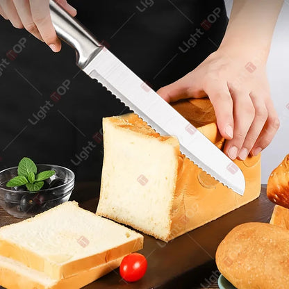 WXCOO All Steel Kitchen Knife Set Bread Cutting Professional 7inch Santoku Meat Cleaver Boning Knife Kitchen Accessories