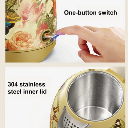 1700ml Retro Printed Electric Kettle Household 304 Stainless Steel Boil Kettle Automatic Power Off Teapot Kitchen Tool 1850W