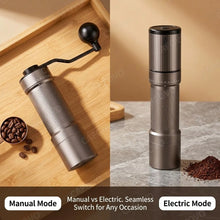 CAFOVO MG138C Coffee Grinder Electric & Manual Set 10-Star Titanium Plating Conical Burr 60-Step Precision for Espresso Travel