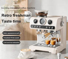 Semi-Automatic Espresso Coffee Machine, Dual Pump Cold & Hot Brew, Built-in Grinder, High Pressure 20 Bar, Compact Home Espresso