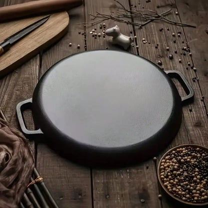 Multifunctional Cast Iron Skillet — Non-Stick Design, Ideal for Pizza, Grilling, and Pancakes — Compatible with All Stove Types