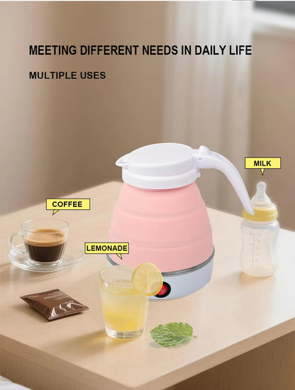 0.6L Mini foldable electric kettle portable electric kettle household travel water heater silicone compression 110V-220V