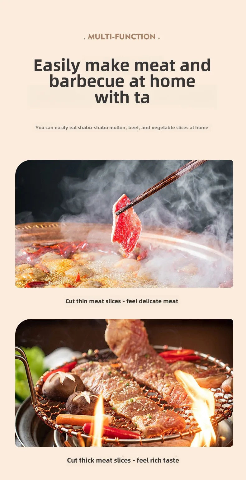 Multi-Functional Manual Meat Slicer - Stainless Steel Home & Commercial Slicing Machine for Lamb, Beef & Frozen Meat Cuts