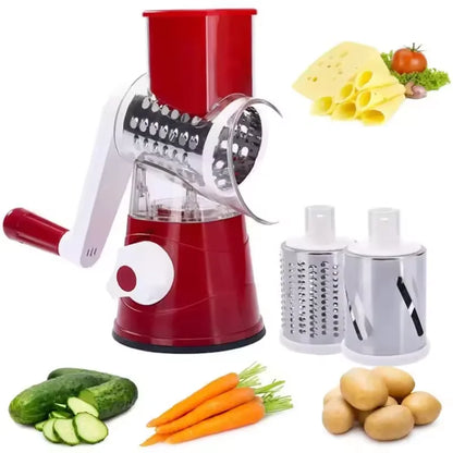 3in1 Rotary Vegetable Slicer Multifunctional Handheld Grater with 3 Sharp Rollers Cheese Shredder Kitchen Tool Cheese Chopper