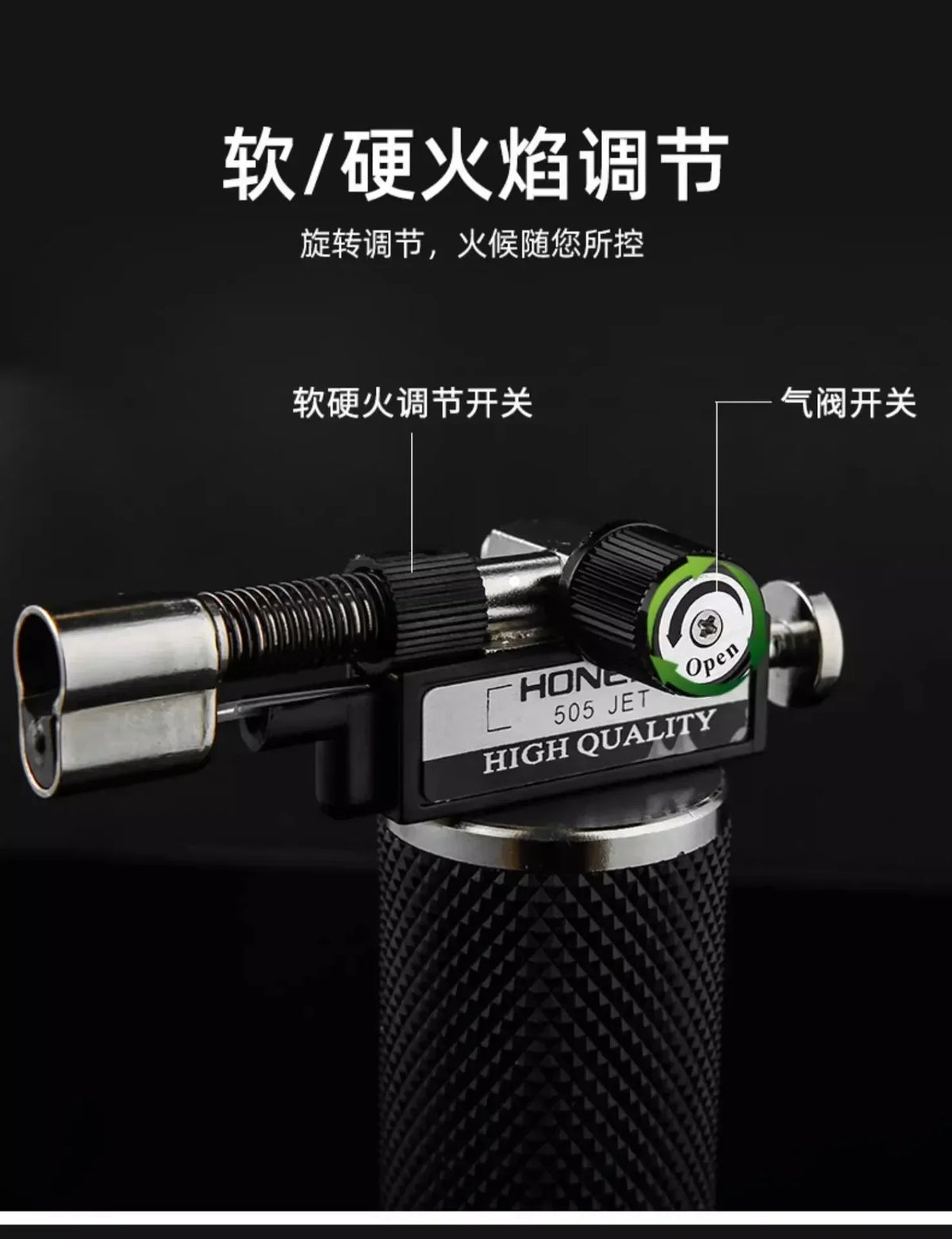 HONEST Double Flame Welding Gun Gas Torch Lighter Safety Lock Switch Jet Fire Open Fire Switching BBQ Kitchen Cigar Lighters