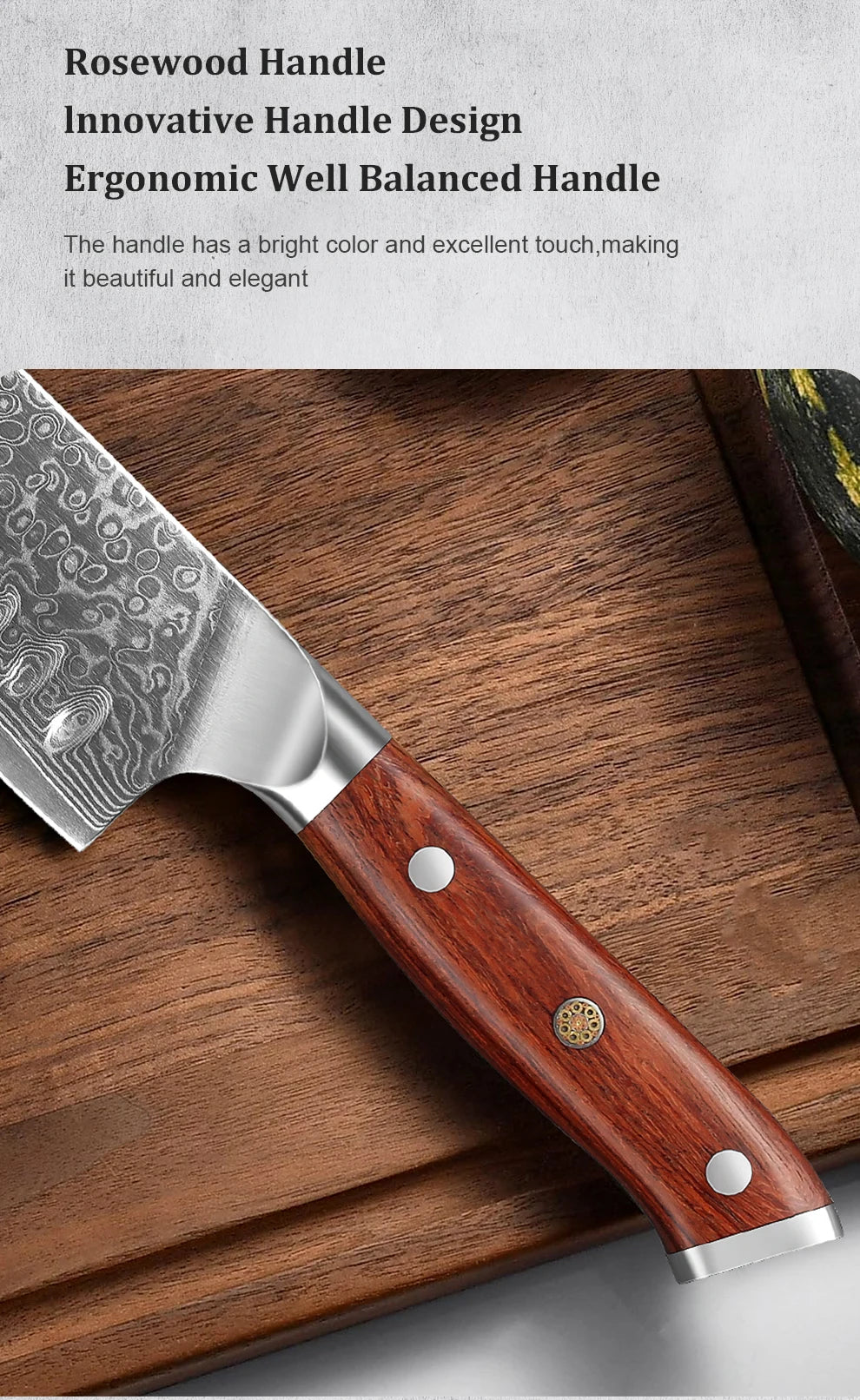 1/2/4 PCS Knives Sets Rosewood Handle 67 Layers Damascus Steel Super Sharp Meat Vegetable  Meat Knives cooking Tools