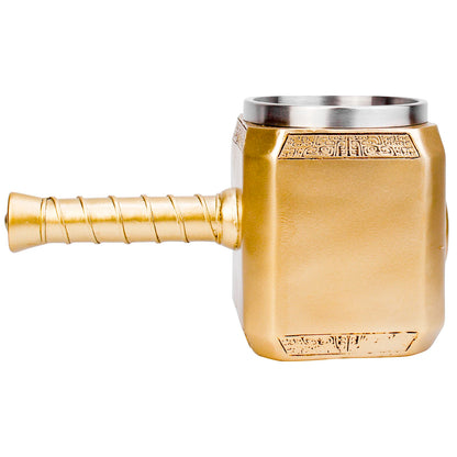 Thor Hammer Mug Norse Mythology Mjolnir 3D Coffee Cup 450ml Sculpted Stainless Steel Resin Beer Mug Tankard Birthday Gift