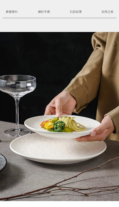 ceramic tableware, steak plates, stone pattern frosted salad plates, fruit plates, restaurant , western food
