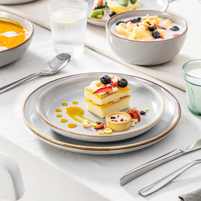 VANCASSO NYMPH 16/32 Piece Ceramic Glaze Tableware Set with Dinner/Dessert/Soup Plate/Bowl  For 4/8 Person 4 Color Optional