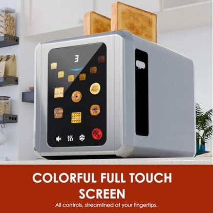 Full Touch Screen 2-Slice Stainless Steel Toaster with 1.5'' Wide Slot Digital Timer 6 Bread Types 6 Shade Settings Crumb