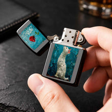 Creative Impasto Style White Cat With Red Rose Pattern Lighter, Exquisite Artistic Portable Daily Companion, Trendy Aesthetic Versatile Item For Home Display, Travel Carry, Gifting To Friends And Family For All Occasion A Hum