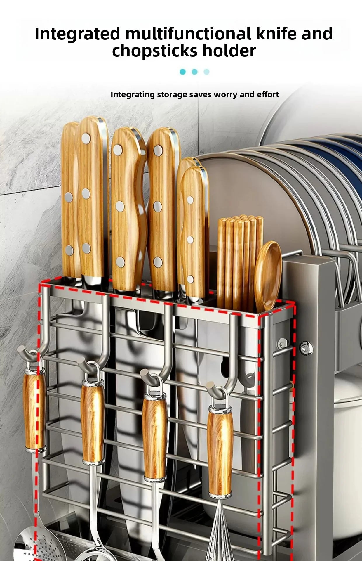Minimalist Countertop Storage Stainless Steel Drain Dish Rack Kitchen Shelf Multifunctional Shelf Drain Dish Rack