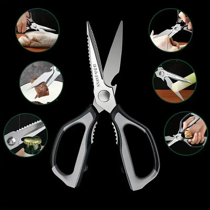Stainless steel chicken bone scissors, strong kitchen scissors multi-purpose household scissors, sharp and durable