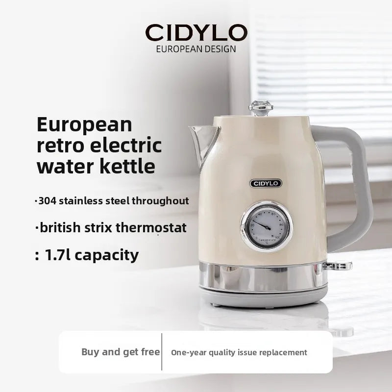 220V European Style Electric Kettle Vintage Red High Capacity ABCDFEG