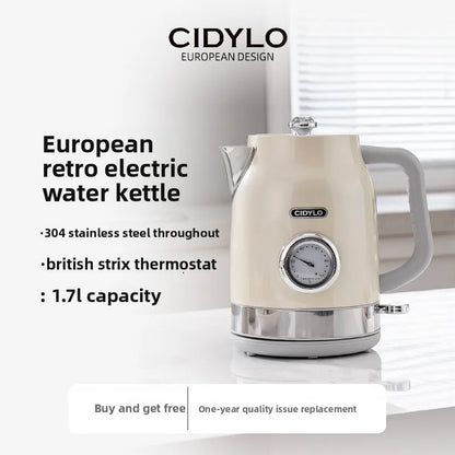 220V European Style Electric Kettle Vintage Red High Capacity ABCDFEG