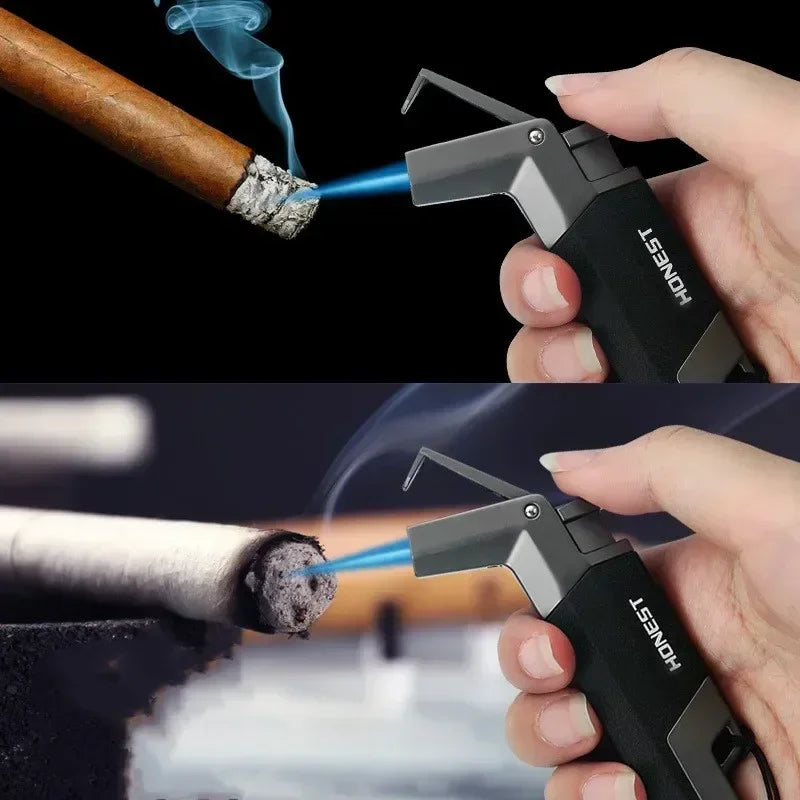 New Metal Cigar Lighter Windproof Flame Turbo Lighter Welding Torch Butane Gas Cigar Lighters Gift Spray Gun Kitchen Outdoor BBQ