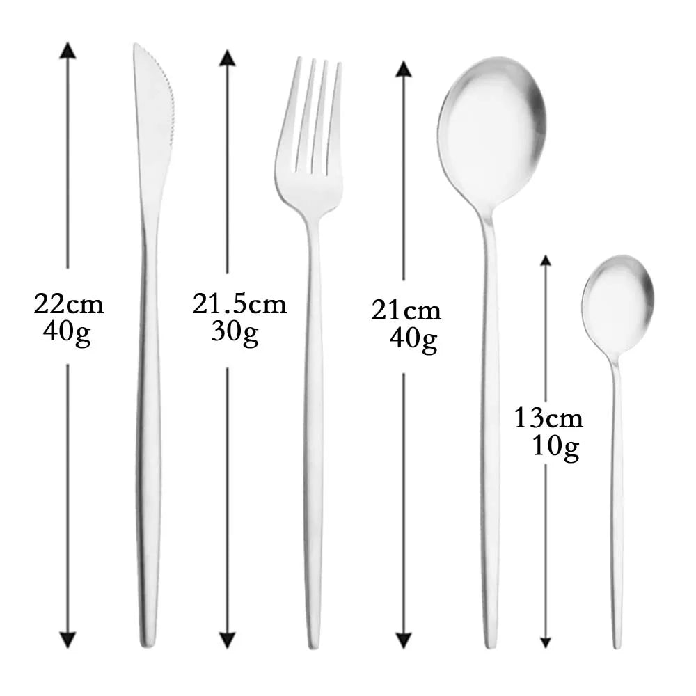 4Pcs black Gold Matte Cutlery Set Stainless Steel Dinnerware Silverware Flatware Set Home Knife Fork Spoon Picnic Tableware Set