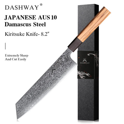 DASHWAY 1PC-7PCS Professional Kitchen Knives Set Utility Santoku Bread Japanese Handmade 67 Layer Damascus Steel Chef Knife