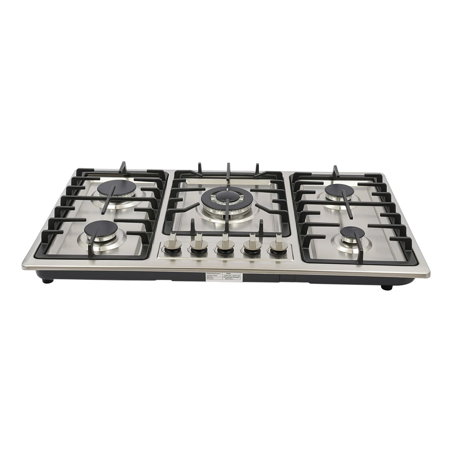 5 Burner Gas Cooktop 5 Burner Gas Stove 201 Stainless Steel Cast Iron Zinc Alloy Enamel Dual Countertop Drop-in NG Gas Hob Pulse Ignition Flame Failure Protection Independent Knob Easy Clean Home Hotel Restaurant Kitchen