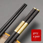 1 Pair Metal Chinese Chopsticks Reusable Square Food Chopsitcks Light Luxury Alloy Chopsticks Hotel Restaurant Alloy Tableware