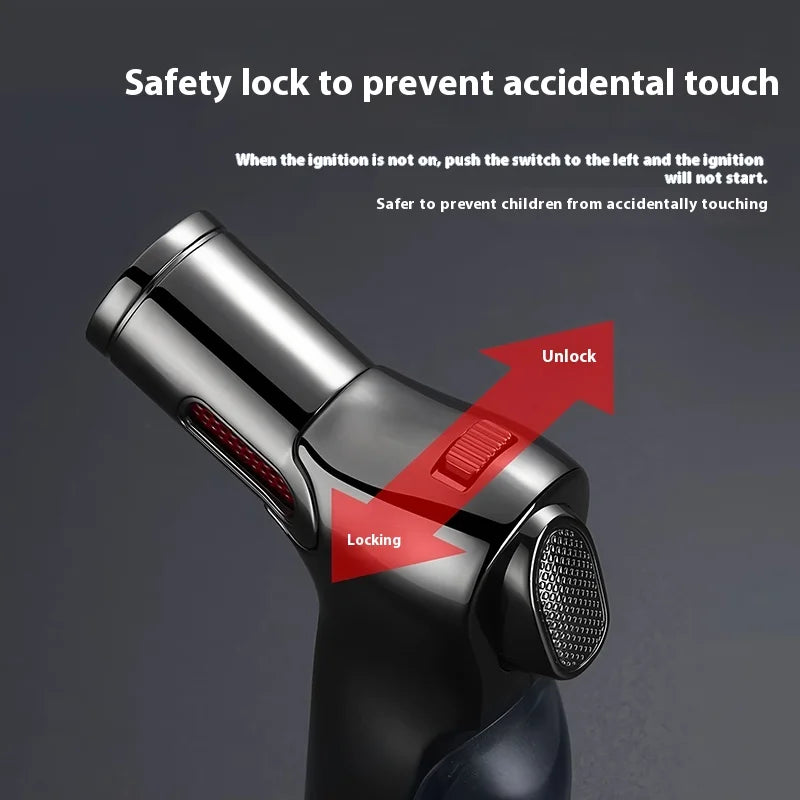 JOBON Visible Gas Four Torch Lighter Windproof Spray Gun Cigar Lighter for Kitchen Cooking Jewelry Welding Safety Lock