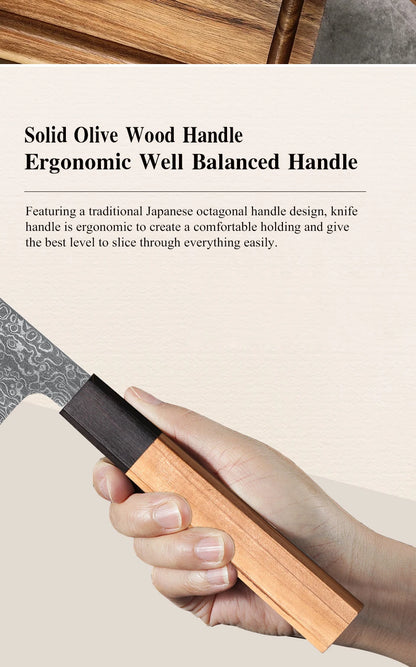 DASHWAY 1PC-7PCS Professional Kitchen Knives Set Utility Santoku Bread Japanese Handmade 67 Layer Damascus Steel Chef Knife
