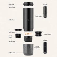 Portable Espresso Coffee Machine 3-in-1 Capsule Coffee Maker for Car Home Camping - Compact Travel Espresso Machine