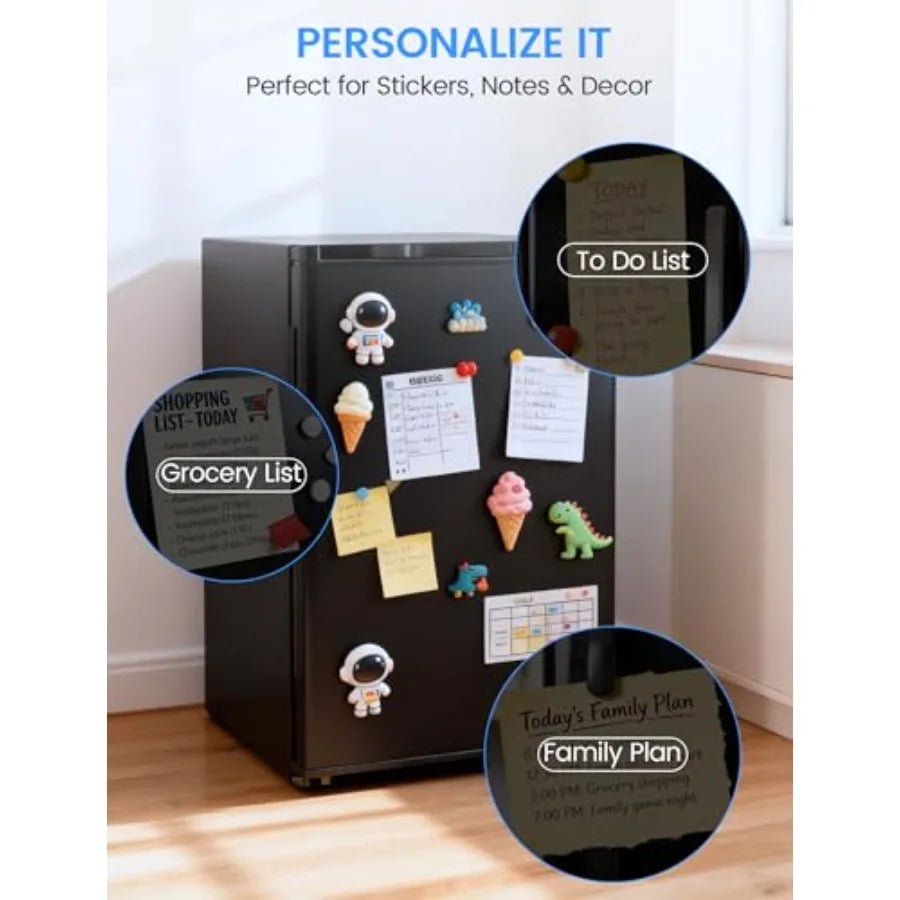 Dorm apartment fridge with freezer: 4.5 cu.ft, black stainless steel finish, ultra-quiet operation, energy-efficient for bedroo