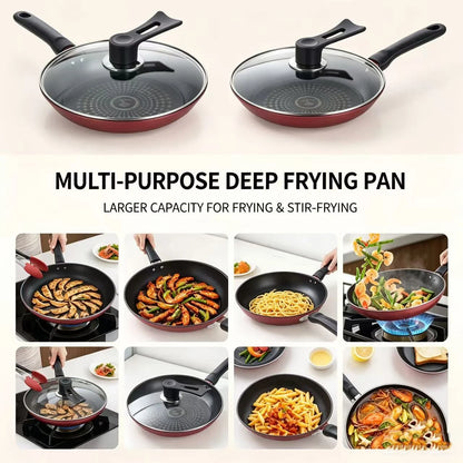 Non-Stick Cast Iron Frying Pan with Lid, Household Non-Stick Oil-Retaining Steak Frying Pan, Pancake Pan, Small Pan, Special Pan for Hand-Grabbed Pancakes, Frying Pan