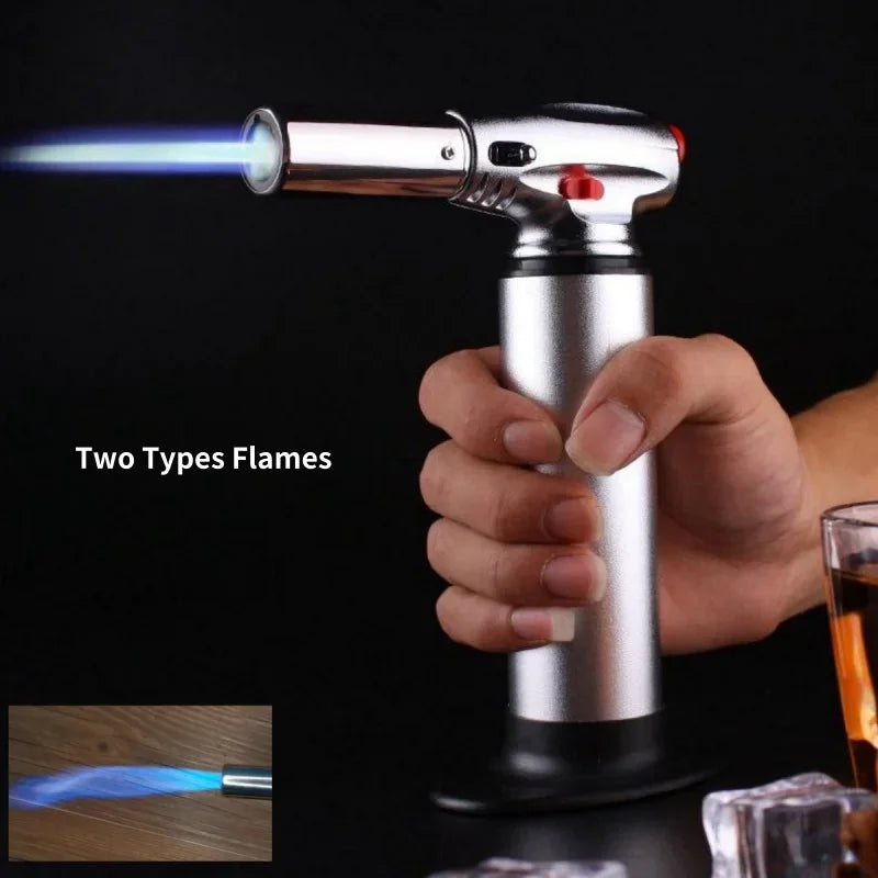 Creative Dual Fire High Temperature High Power Welding Gun Windproof Torch Butane Gas Lighter Outdoor BBQ Kitchen Cigar Lighters
