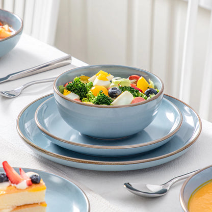 VANCASSO NYMPH 16/32 Piece Ceramic Glaze Tableware Set with Dinner/Dessert/Soup Plate/Bowl  For 4/8 Person 4 Color Optional