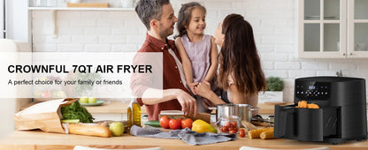 CROWNFUL Air Fryer 7L Touch-screen Display Air Fryer Oven with 8 Cooking Programs Oilless Electric Cooker and Nonstick Basket