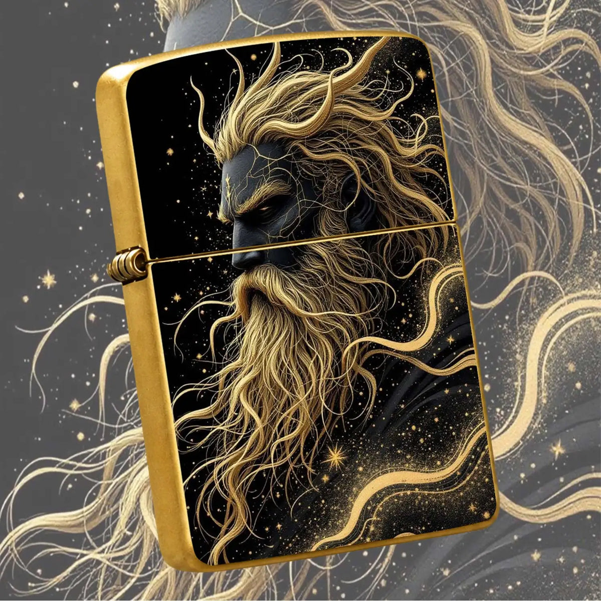 Nordic Myth Star God Themed Portable Lighter, Black Gold Myth Art Style Trendy Creative Item, Practical Accessory For Daily Outings, Suitable For Multiple Scenarios, Exquisite Texture Ideal Gift, Unique Atmospheric Stylish Sm