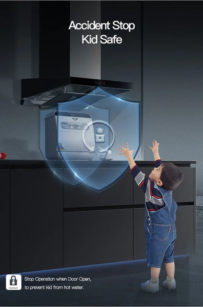 Deshi Countertop Automatic Dishwasher Model Q8 1000W Large Capacity 8 Place Settings Dual Top-and-bottom Spray Arms Smart
