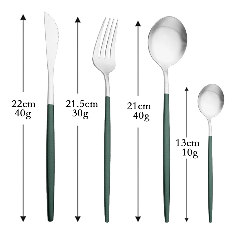 4Pcs black Gold Matte Cutlery Set Stainless Steel Dinnerware Silverware Flatware Set Home Knife Fork Spoon Picnic Tableware Set