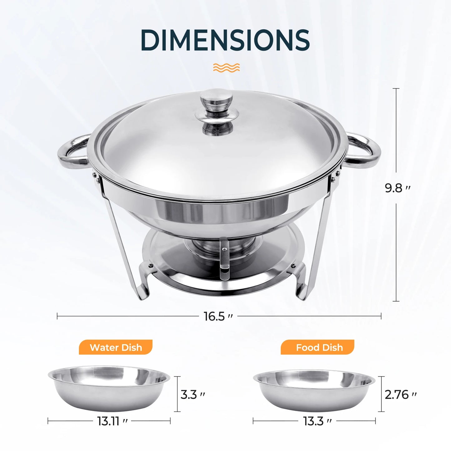 1/2/4 Pack Stainless Steel Chafing Dish Buffet Set 5L Round Chafers Buffet Food Warmers BBQ Party 316 For Parties Events Wedding