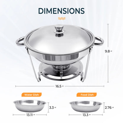 1/2/4 Pack Stainless Steel Chafing Dish Buffet Set 5L Round Chafers Buffet Food Warmers BBQ Party 316 For Parties Events Wedding