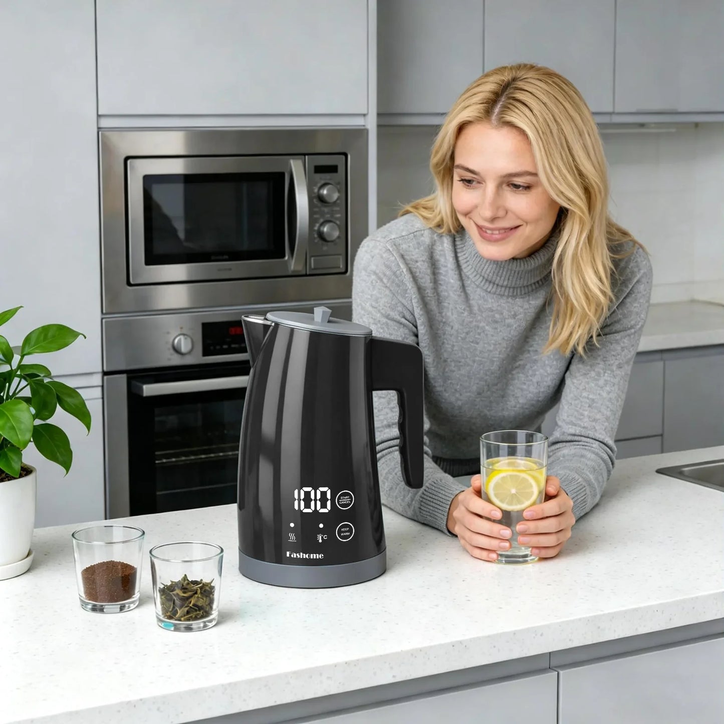 1.25L Electric Kettle Temperature Control, 1200W Fast Boil Electric Tea Kettle, Digital LED Display, 304 Stainless Steel Inner, Auto Shut Off, 2Hour Keep Warm, Hot Water Boiler For Coffee & Tea