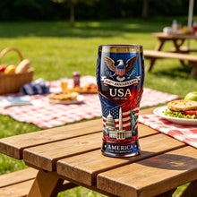 USA 250th Anniversary Beer Glass Embossed 1776-2026 Patriotic Drinking Cup American Eagle Flag Decor Gift for Dad Men