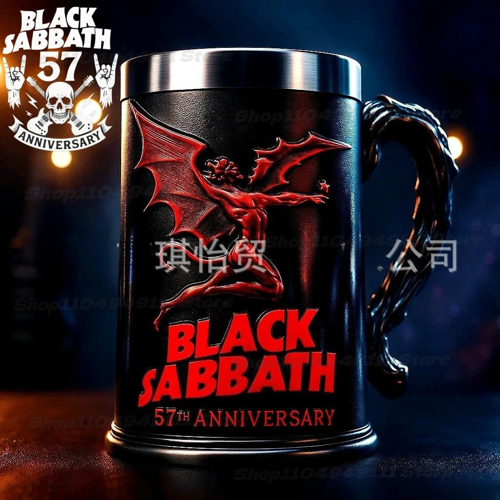 2025 New Black Sabbath 57th Anniversary Commemorative Mug Stainless Steel Heavy metal style mug Bar Drinking Ornaments Male Gift