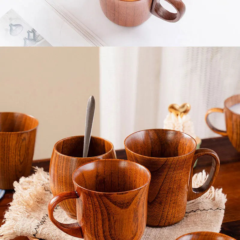 Wooden Cups Handmade Jujube Wood Handle Cups Handle Beer Coffee Milk Tea Mug Handmade Natural Kitchen Bar Drinkware Cup