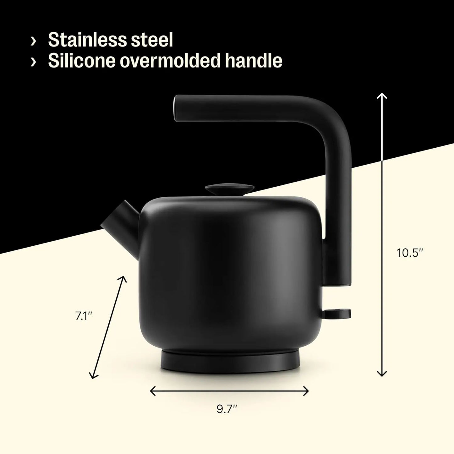 Electric Kettle 1.5L with Stovetop Design, Fast Boil for Tea Coffee Ramen & Oatmeal, Silicone Handle