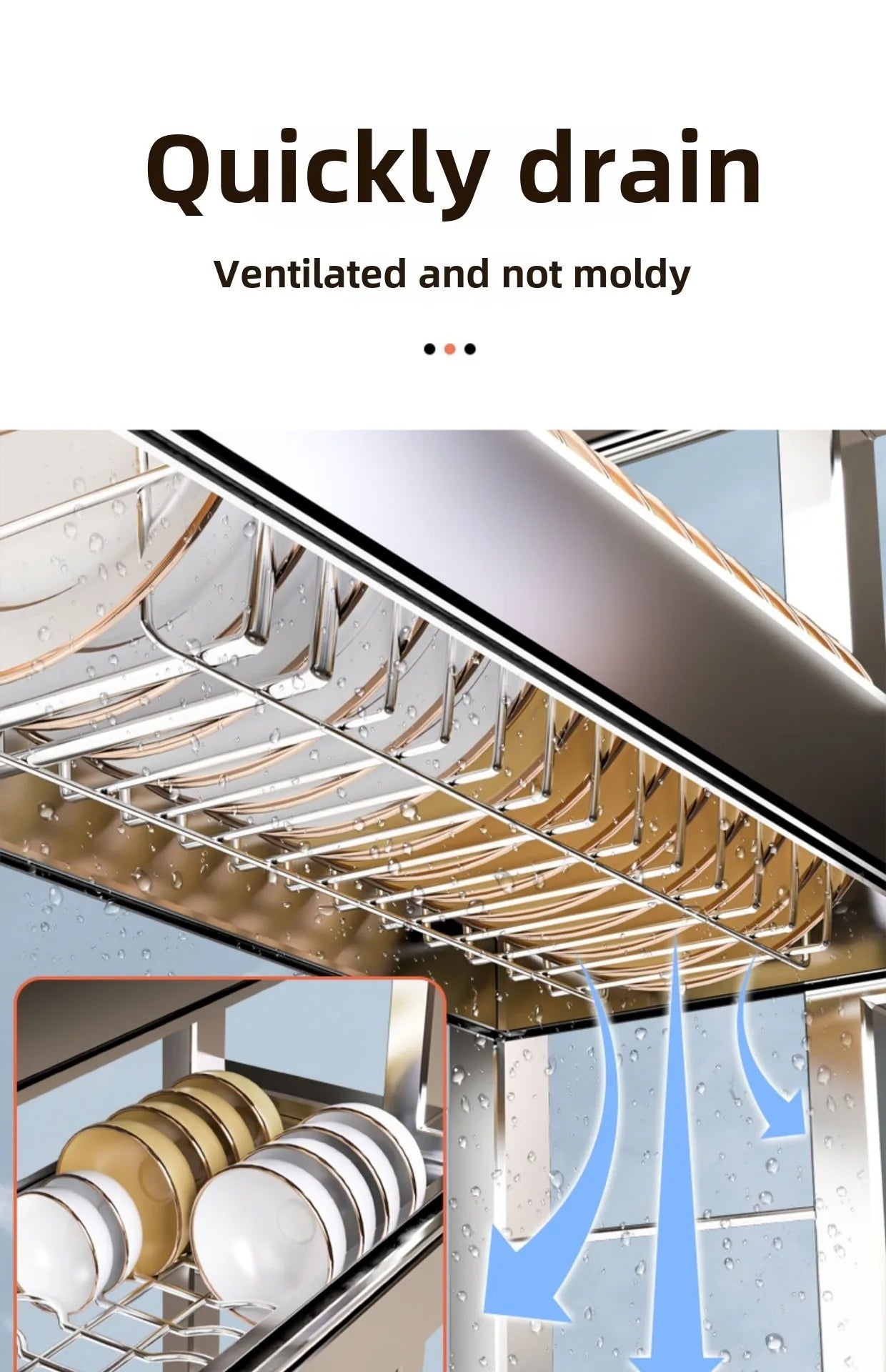 304 Stainless Steel Sink Storage Rack 2 Layers Kitchen Shelf Multifunctional Bowl Dish Drain Basket Space Saving Organize Shelf