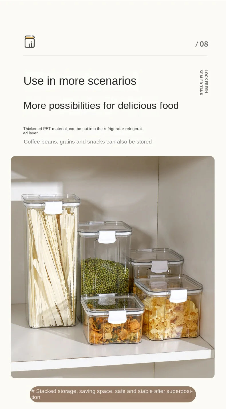 1-5PCS Sealed Jars Large Capacity Waterproof Transparent Scene Kitchen Candy Dried Grain Storage With Lid Fridge Storage Tank