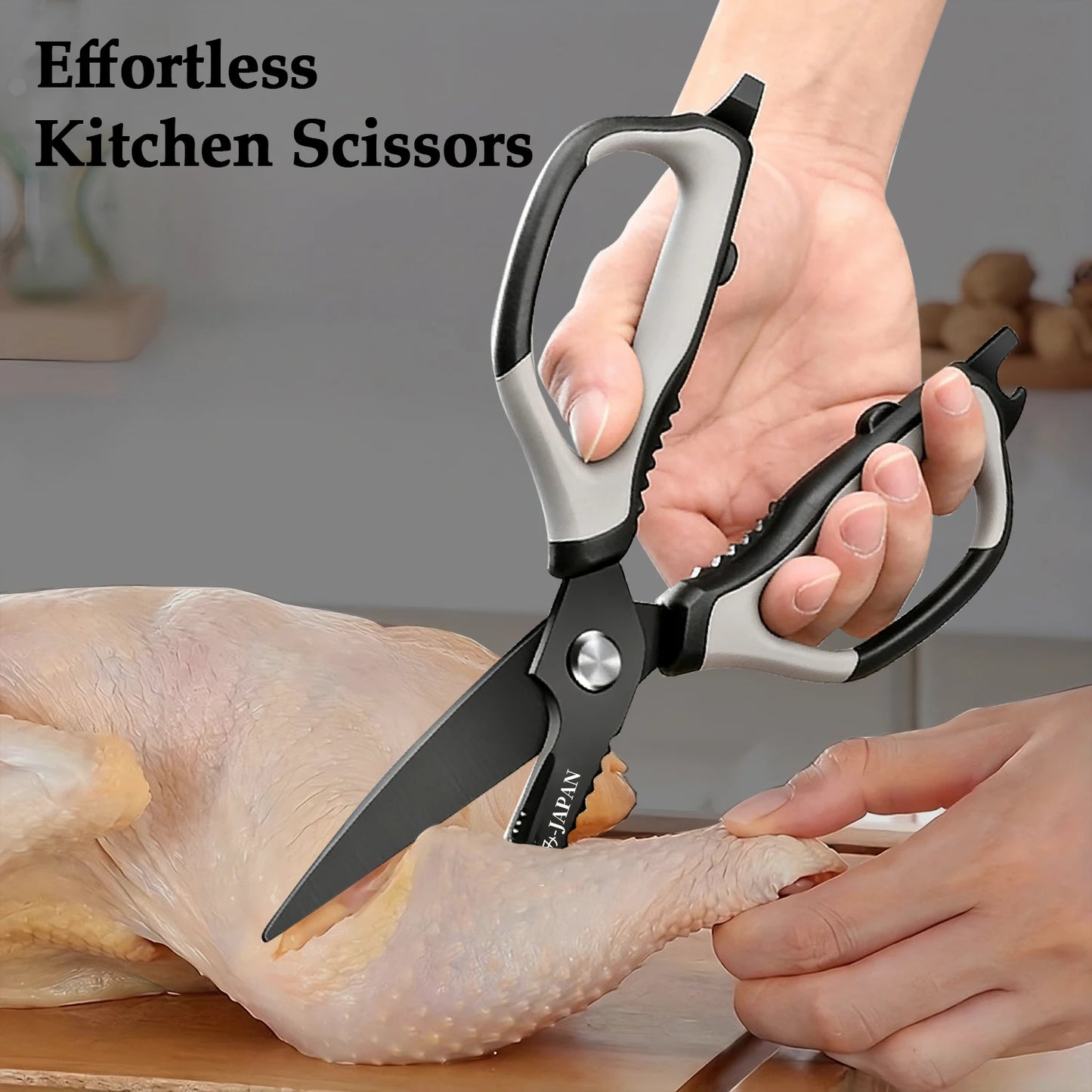 2 Pcs Heavy Duty Multi-Purpose Kitchen Scissors - Flexible Handle for Cutting Chicken Bones,Meat,Craft & Office Use, Ladies Gift