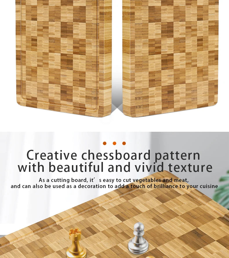Large Bamboo Cutting Board Kitchen Chopping Block Butcher Board for Meat Fruit Vegetables Thick Chopping Board With Juice Groove